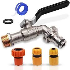 Válvula de Bola de Latón 1/2" con Conectores y Cinta de Teflón