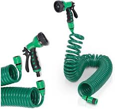 Tubo de Riego Espiral de 15 m con Pistola Flexible Verde