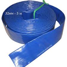Manguera Plana Layflat 32mm - 5m Azul para Agua