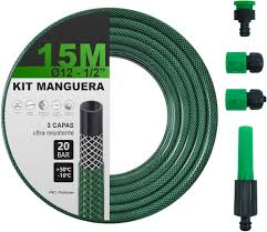 Manguera de Jardín Ultra Resistente con Adaptadores y Boquilla - 15M